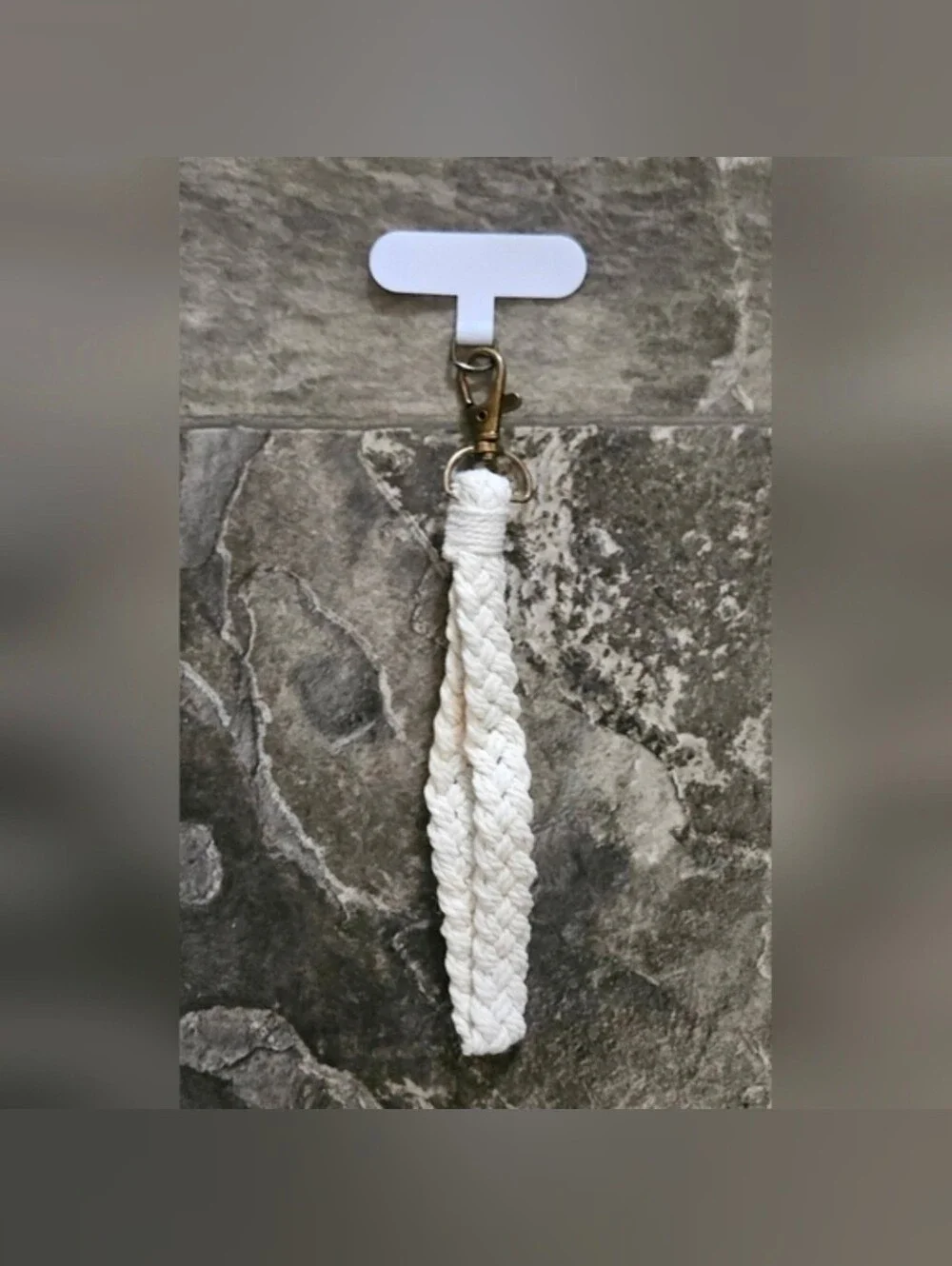 Boho Macrame Phone Wrist Strap/ Cell Phone Lanyard with Tether Tab In White BNIB
